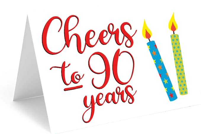 Red Door Inspirations Cheers to 90 Years 90th Birthday Card, Includes Single Card & Envelope