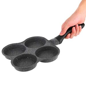 rustless egg pan 4 cup nonstick egg frying pan, easy egg cooker omelet pan for breakfast swedish pancake, crepe pan gas stove and other stoves cookware