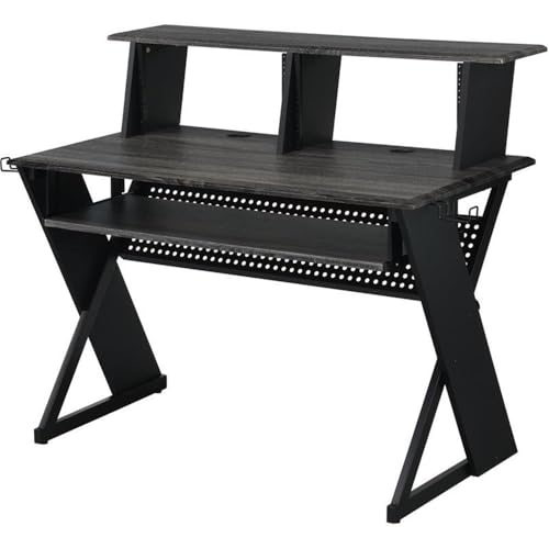 Acme Furniture Rectangular Music Desk Table with Earphone Rack, Black