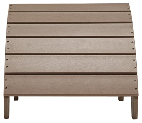 Signature Design by Ashley Outdoor Sundown Treasure Patio HDPE Ottoman, Grayish Brown