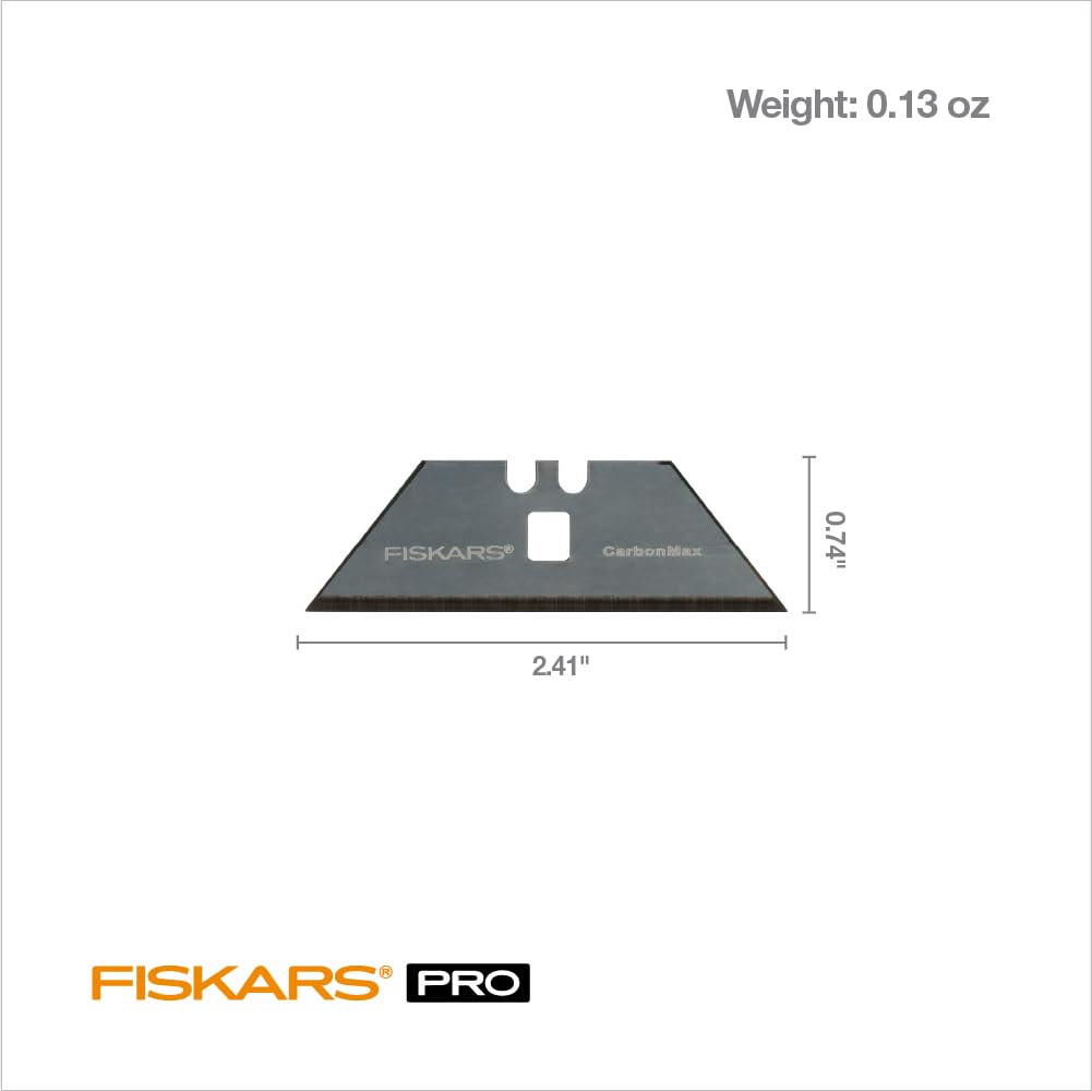 Fiskars Pro CarbonMax Utility Knife Blades, Replacement Blades made with Carbon Steel, 3/4 Inches, Pack of 20 Blades