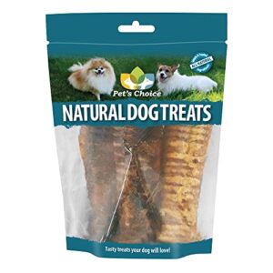 pet's choice dog treats, beef trachea, all natural, 4 count, (bf-trachea)