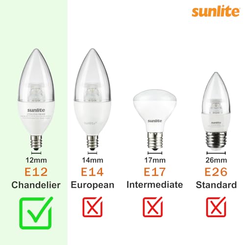 Sunlite 01059 7C7 Incandescent Bulb, 7 Watt, Candelabra E12 Base, C7 Small Night Light, Colored Bulb, White, 12 Count