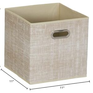 Household Essentials 6 Pack Fabric Storage Bins with Handle, Tan Mix