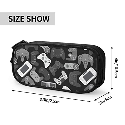 Gesey-R4T Video Game Weapon Controller Black White Pattern Pen Pencil Case Bag Big Capacity Multifunction Storage Pouch Organizer with Zipper Office University for Girls Boy