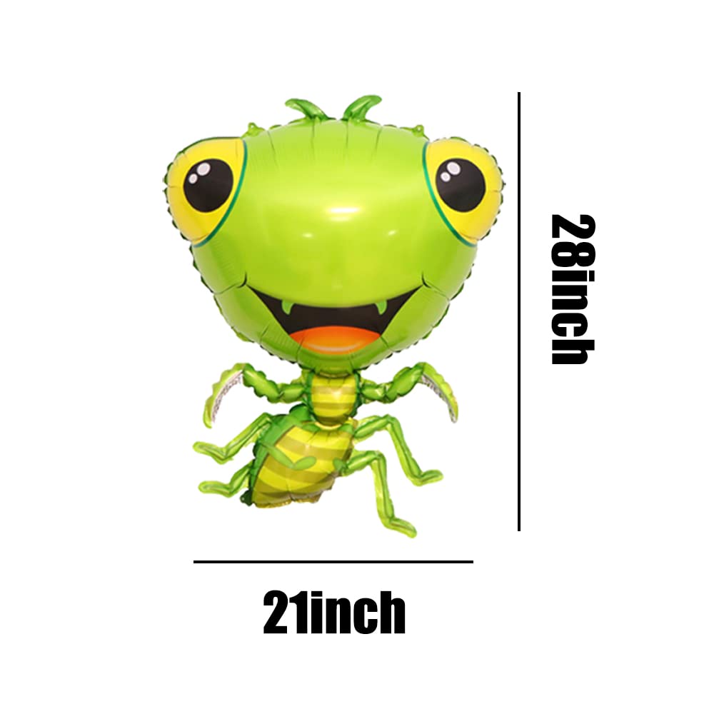 HORUIUS Insect Animal Balloons Bee Gecko Ant Mantis Foil Mylar Balloon for Baby Shower Kids' Boys Garden Insect Animals Theme Birthday Party Supplies Decorations 4PCS