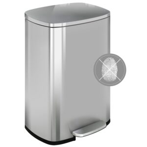 trash can, garbage can 8 gallon/ 30l stainless steel metal bathroom step trash can for home and kitchen waste and recycling with lid, inner bucket