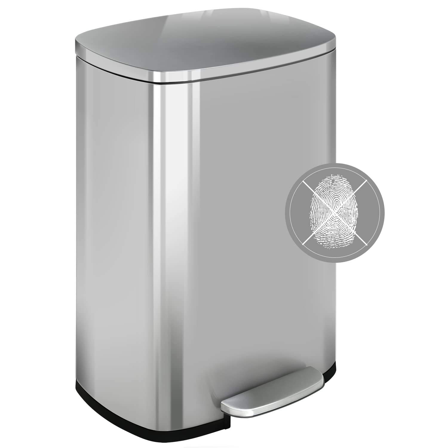 Trash Can, Garbage Can 8 Gallon/ 30L Stainless Steel Metal Bathroom Step Trash Can for Home and Kitchen Waste and Recycling with Lid, Inner Bucket