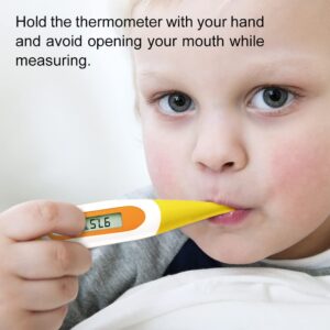 Digital Oral Thermometer for Fever Adults: Rectal, Underarm & Mouth, Accurate & Fast, Easy@Home Body Medical Temperature Thermometer for Baby Kids & Adult, EMT-021N-Yellow.