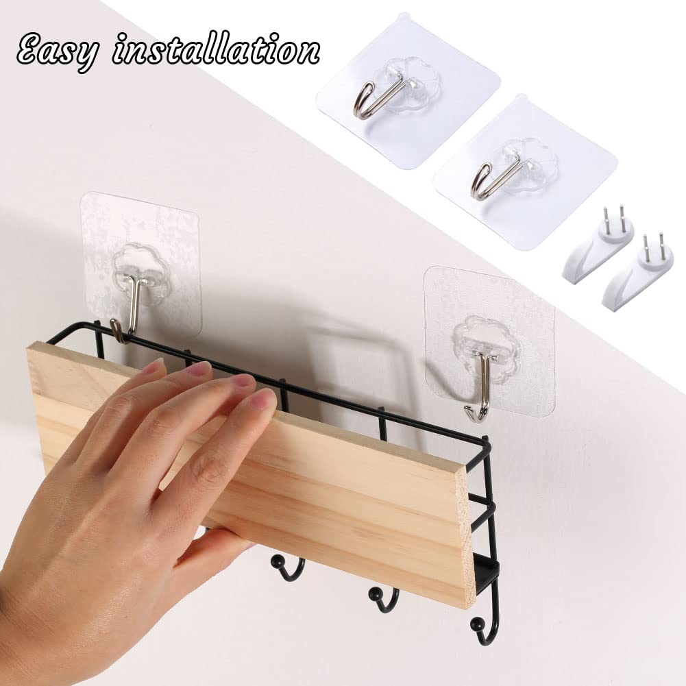 Personalized Key Holder for Wall Engraved Your Family Name, Customize Wooden Key Rack for Wall with Storage Basket and 5 Key Hooks, Multifunction Key Hanger for The Home Entryway, Kitchen, Bathroom