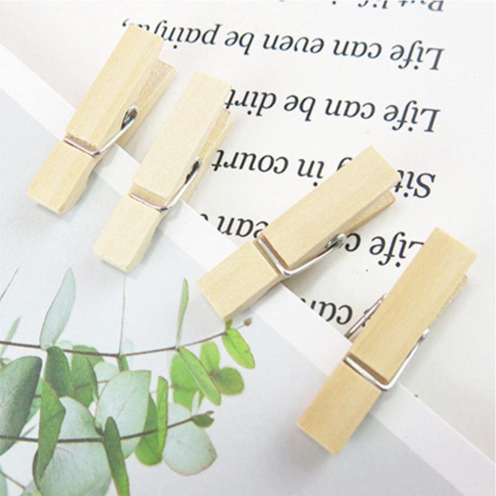 SHOUD Wooden Clothespins,Wooden Clip,Clothes Pins Wood for Hanging Clothes,Mini Wooden Craft Clothespins,Photo Paper Peg Pin, Craft Clips for DIY, Photo Clip, Grape Clip,Restaurant Menu