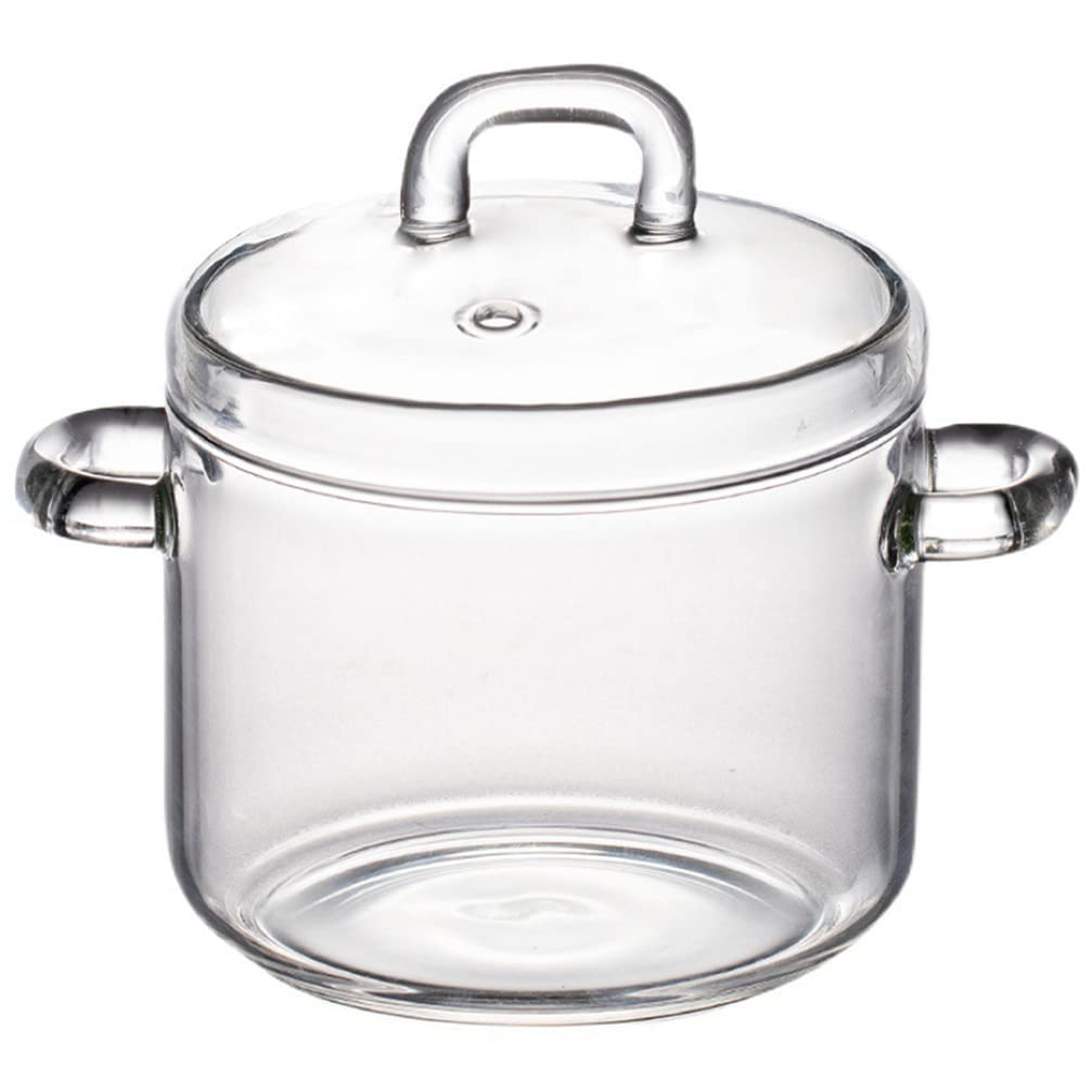 Clear Glass Cooking Pot Saucepan: - Glass Stew Pot with Lid Small Stovetop Pot Glass Cookware for Milk Pasta Noodles Soup 700ml