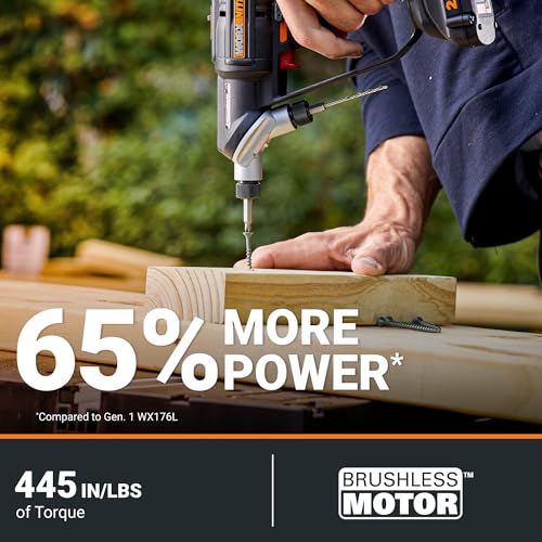 Worx Nitro 20V SwitchDriver 2.0, 2-in-1 Brushless Cordless Drill Driver, Drill Set Rotatable Dual 1/4" Chucks, Compact Cordless Drill with Digital Torque Setting WX177L – (Battery & Charger Included)