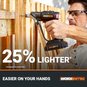 Worx Nitro 20V SwitchDriver 2.0, 2-in-1 Brushless Cordless Drill Driver, Drill Set Rotatable Dual 1/4" Chucks, Compact Cordless Drill with Digital Torque Setting WX177L – (Battery & Charger Included)