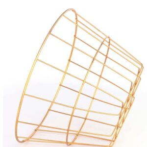 LSM Set of 2 Essentials Round Gold Iron Baskets, 7.875x4.75 in. Bundle with Oggetto