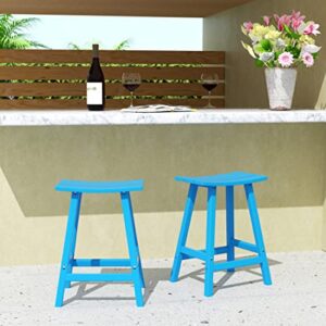 WestinTrends Malibu 24 Inch Outdoor Bar Stools, All Weather Resistant Poly Lumber Adirondack Counter Height Stools, Pacific Blue