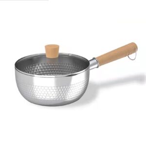 scizorito 304 stainless steel saucepan, solid wood anti-scalding handle with hook, multipurpose sauce pan with pour spouts, sauce pot, cooking pot (1.7 quart/2.2quart/3.0quart) (7.1 inch 1.7 quarts)