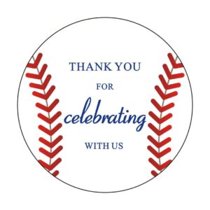 2" round 50 pack of baseball label stickers baseball thank you party sticker labels for birthday party baby shower party favor decoration