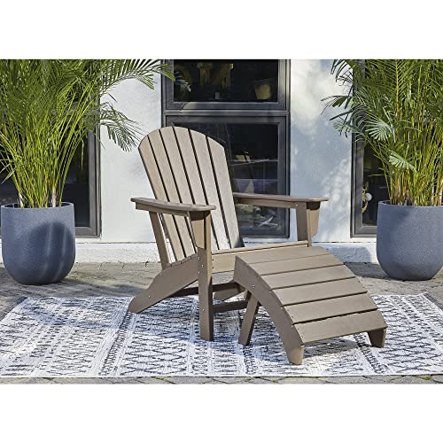 Signature Design by Ashley Outdoor Sundown Treasure Patio HDPE Ottoman, Grayish Brown