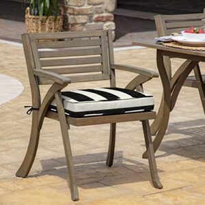 Arden Selections ProFoam Performance Outdoor Seat Cushion 19 x 20, Onyx Black Cabana Stripe