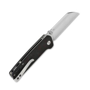 QSP Penguin Pocket Knife,D2 blade,Various Handle Option (2 tone satin finish blade, shredded CF (red) overlay black G10)