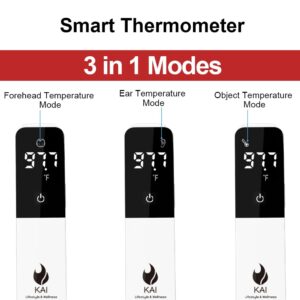 Kai LED Forehead and Ear Thermometer for Adults, Kids and Babies | Touchless, Accurate, Instant Read, Medical Grade, Premium Quality