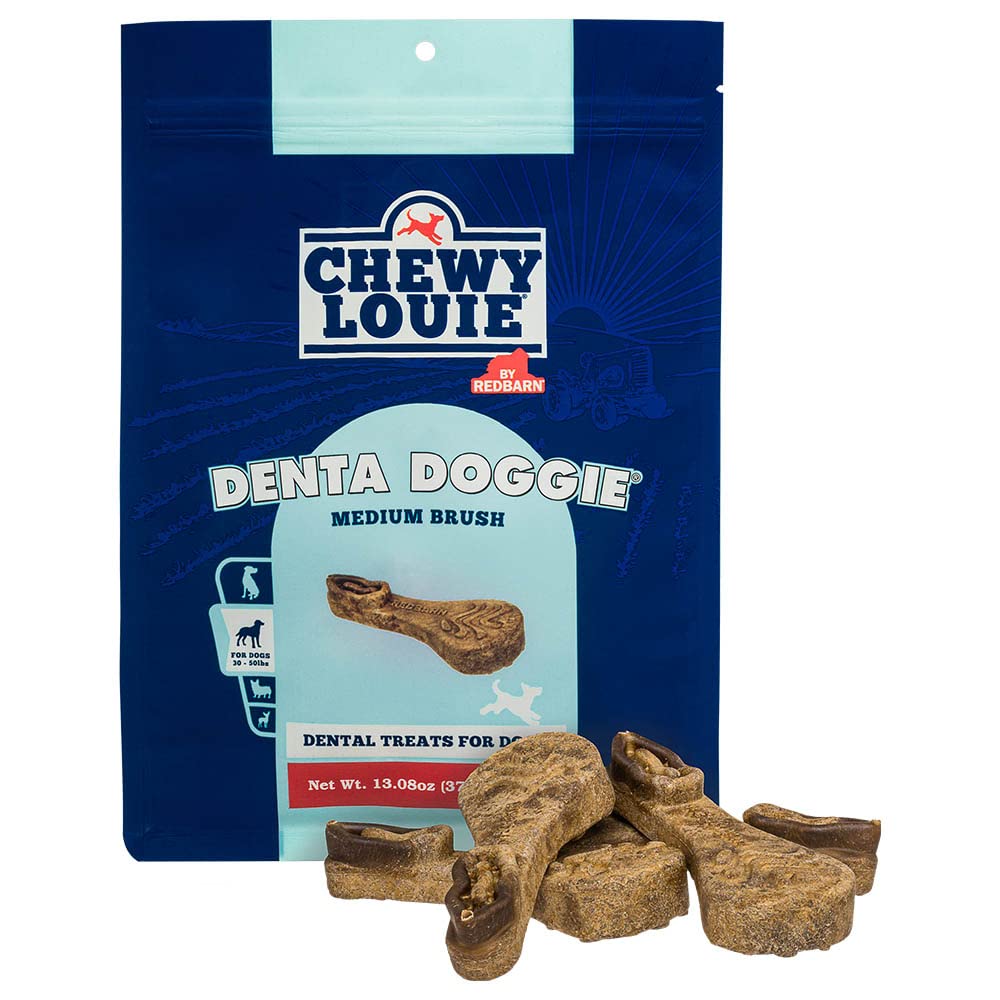 CHEWY LOUIE Denta Doggie Natural Dog Dental Treat, No Artificial Flavors, Promotes Dental Support - Medium Size - 1 Bag, 12 Count