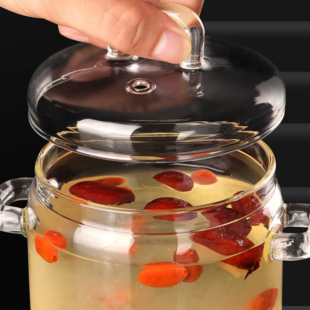 Clear Glass Cooking Pot Saucepan: - Glass Stew Pot with Lid Small Stovetop Pot Glass Cookware for Milk Pasta Noodles Soup 700ml