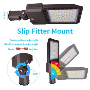 300W LED Parking Lot Lights Adjustable Slip Fitter,3 Pack 39000LM 5000K Outdoor Lighting with Dusk to Dawn Photocell,IP65 Waterproof LED Street Pole Light,110-277V for Commercial Lighting ETL Listed