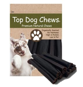 top dog chews – 6” collagen chews 10 pack long lasting for aggressive chewers, odor-free, high protein, alternative to rawhide & bully sticks, supports dental health