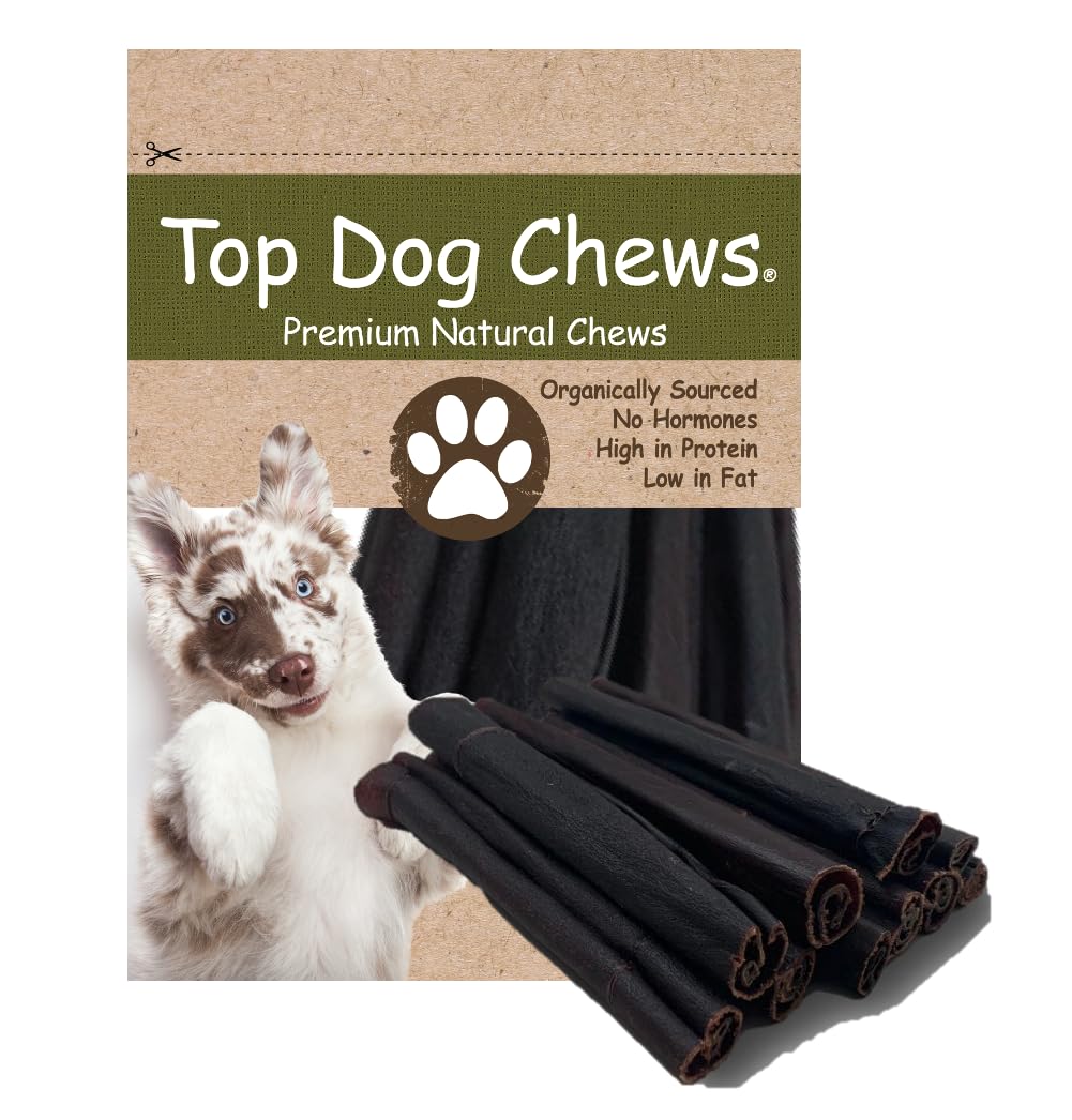 Top Dog Chews – 6” Collagen Chews 10 Pack Long Lasting for Aggressive Chewers, Odor-Free, High Protein, Alternative to Rawhide & Bully Sticks, Supports Dental Health