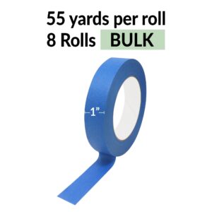 Reli. Painter's Tape, Blue | 8 Rolls Bulk | 1" x 55 Yards Per Roll (440 Yards Total) | Blue Tape/Painters Tape 1 Inch Wide | Paint Tape for Walls, Glass, Wood Trim, Multi-Surface | Painting/Masking