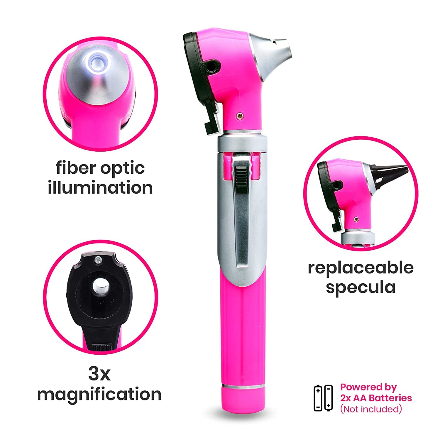 Zyrev ZetaLife Otoscope Set with 50 Extra Disposable Specula Tips, Pink