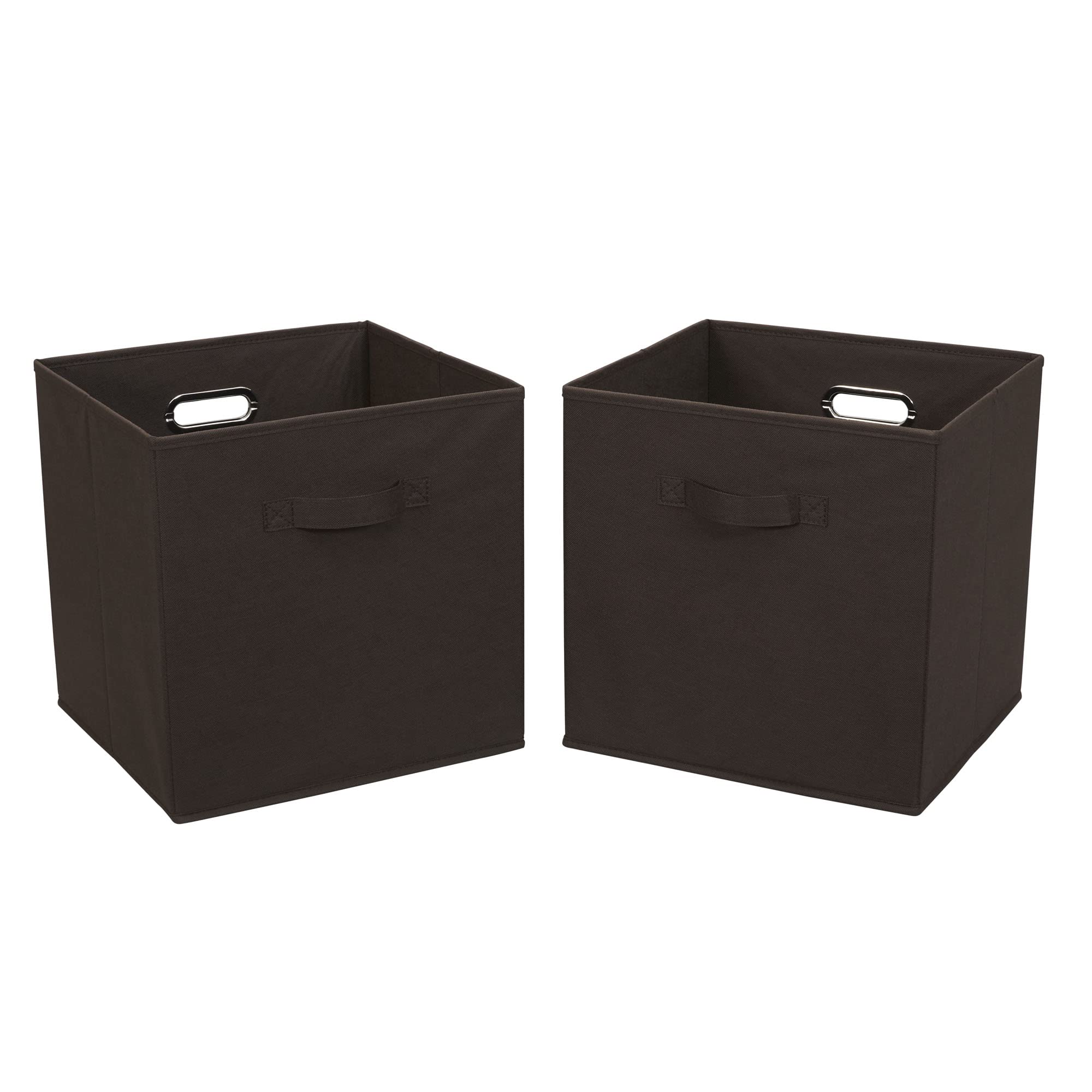 Household Essentials, Chocolate Brown 2 Pack Open Storage Bins with Dual Handles, 13 x 12 x 13