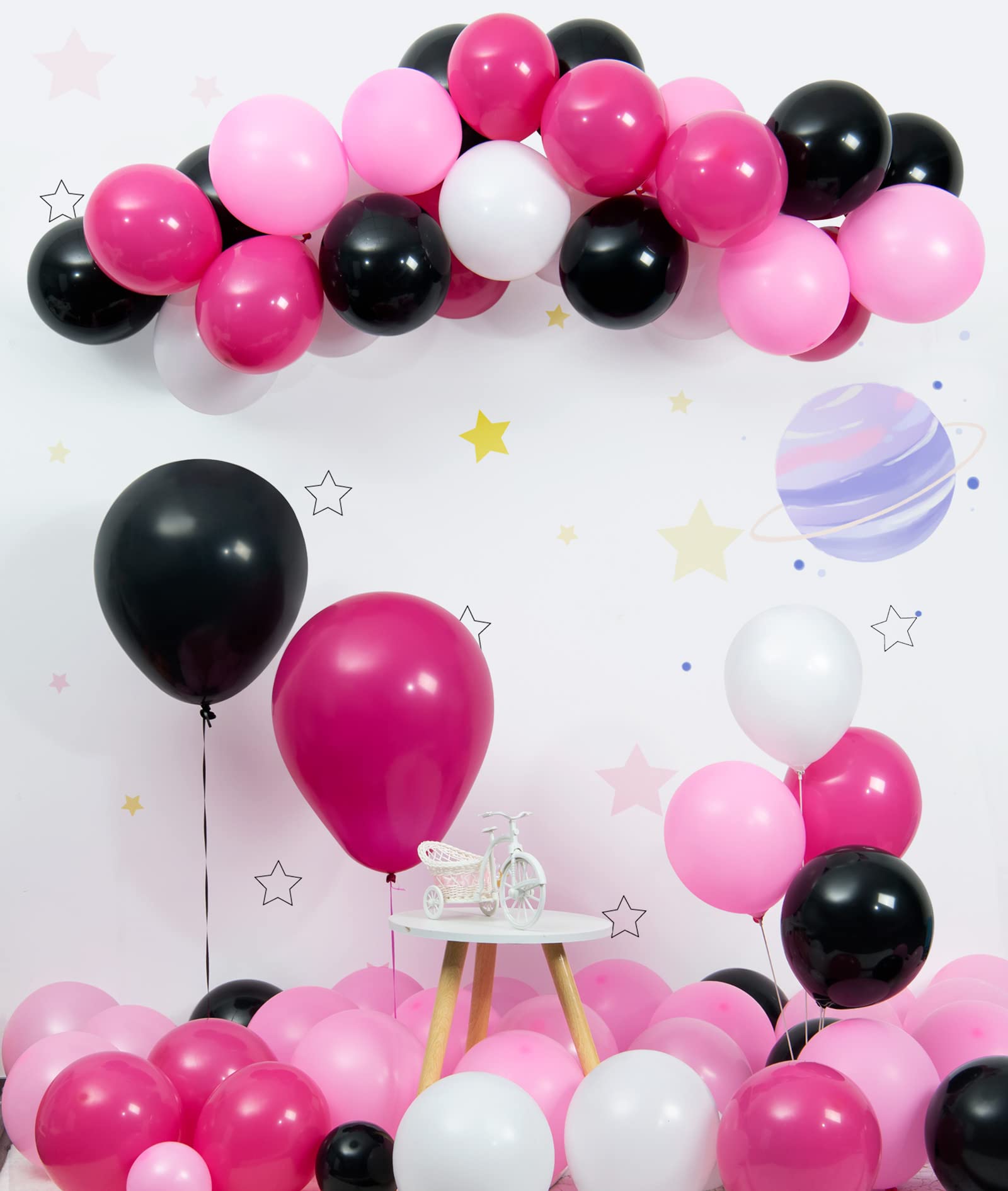 Ponamfo Black Party Latex Balloons - 100Pcs 18"+12"+10"+5" Ballons Balloon Arch Kit as Birthday Party Balloons Baby Shower Balloons Wedding Anniversary Bridal Shower Party Decorations