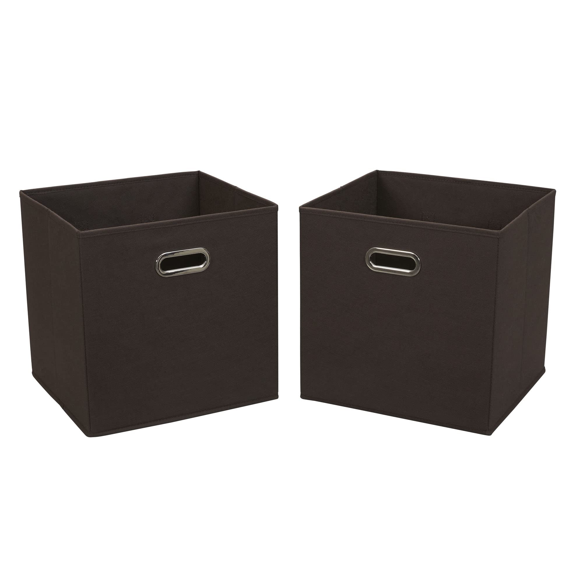 Household Essentials, Chocolate Brown 2 Pack Open Storage Bins with Dual Handles, 13 x 12 x 13