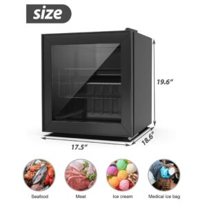 Watoor 1.1 Cu Ft Mini Freezer Display Freezer with LED Light 2 Removable Shelves 7 Temperature Settings -8°F to 14°F Perfect for Liquor and Ice Cream