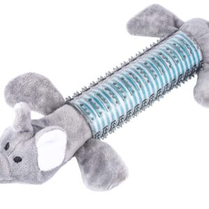 CCDAY Plush Squeaky Dog Chew Toys 3 Packs, Indestructible Tough Durable Dog Toothbrush Toys for Small and Medium Dogs Natural Material Dental Care Puppy Toys (Gray)