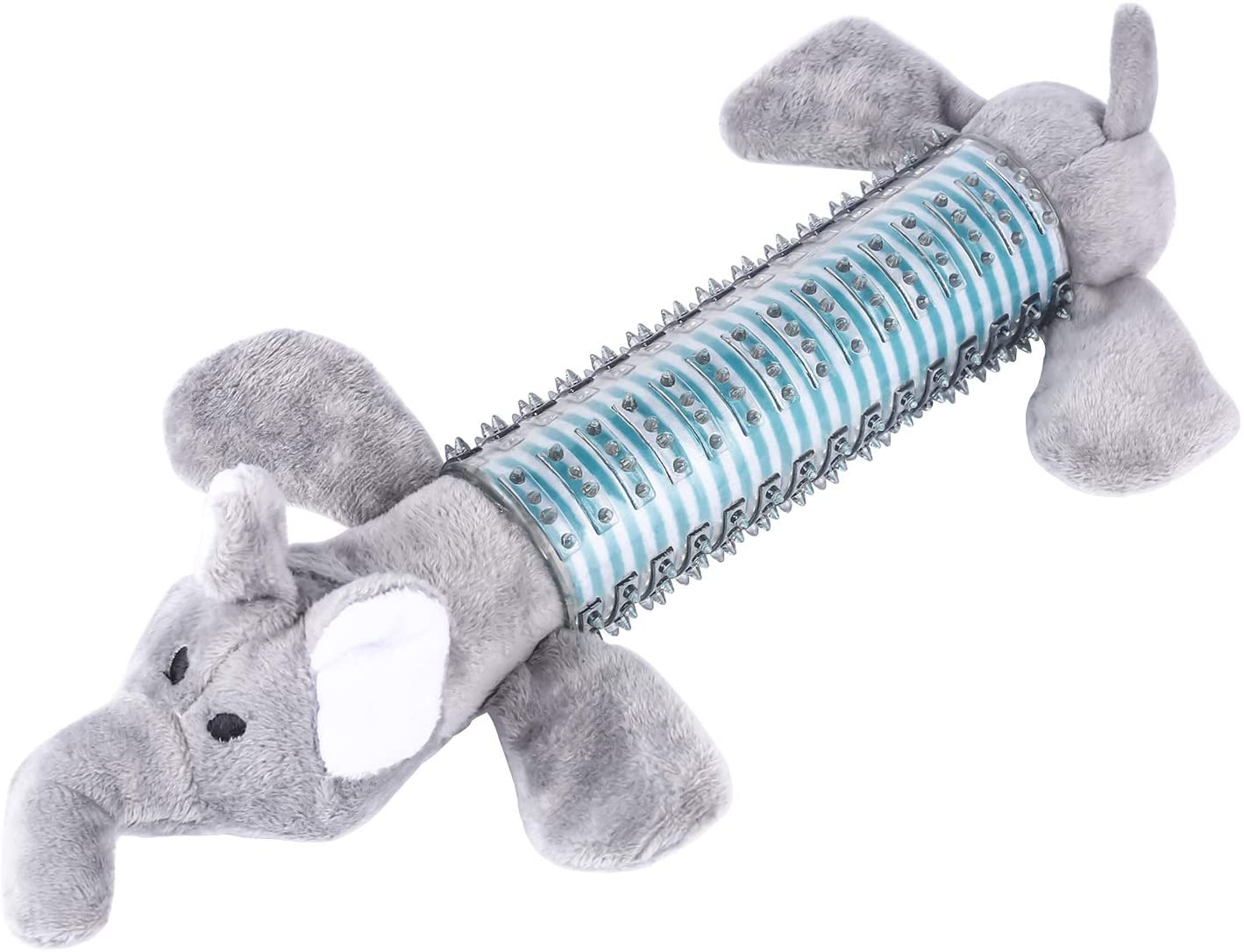 CCDAY Plush Squeaky Dog Chew Toys 3 Packs, Indestructible Tough Durable Dog Toothbrush Toys for Small and Medium Dogs Natural Material Dental Care Puppy Toys (Gray)