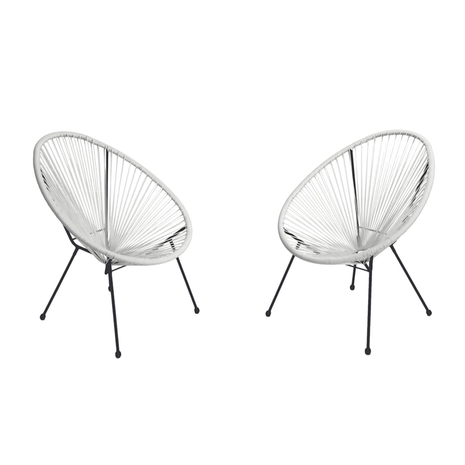 Kingmys Acapulco Patio Chair All-Weather Weave Lounge Chair Patio Sun Oval Chair Indoor Outdoor Chairs Egg Chairs Patio Furniture Acapulco Chair (2 pcs, White)