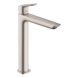 hansgrohe logis fine modern 1-handle 1-hole 12-inch tall bathroom sink faucet in brushed nickel, 71258821