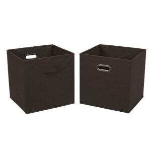 Household Essentials, Chocolate Brown 2 Pack Open Storage Bins with Dual Handles, 13 x 12 x 13