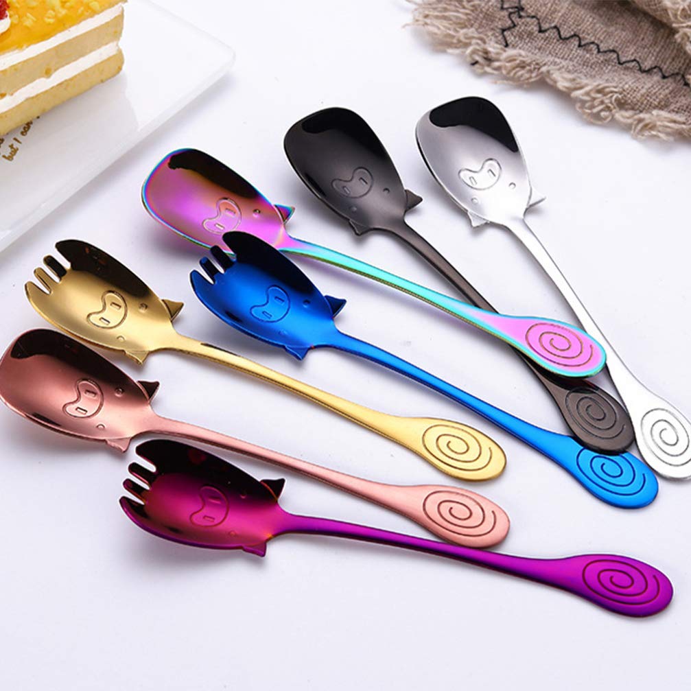 Cabilock 7pcs 304 Child Spoon Fork Fruit