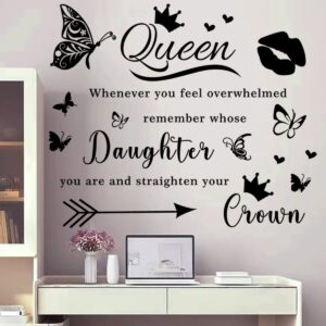 Wall Sticker Room Decor Vinyl Wall Decals Sayings Art Lettering Wall Stickers & Murals Queen Inspirational Wall Decor Sticker for Teen Girls Bedroom Living Room Wall Quotes Stickers Home Decorations.