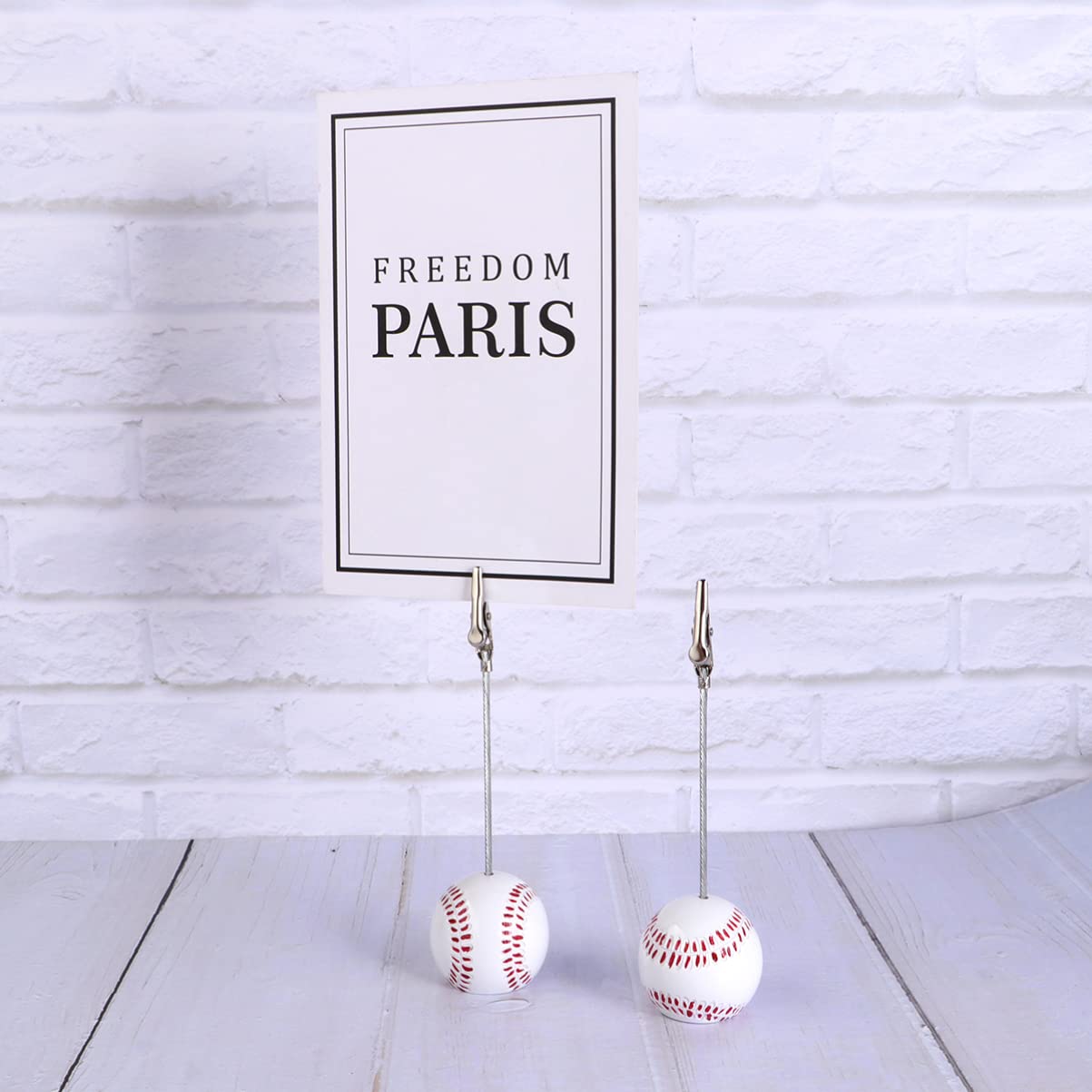 NUOBESTY Baseball Place Card Holders, Mini Baseball Base Table Number Holders Metal Note Clamps Photo Stands Message Clips for Sports Wedding Party Supplies 5pcs