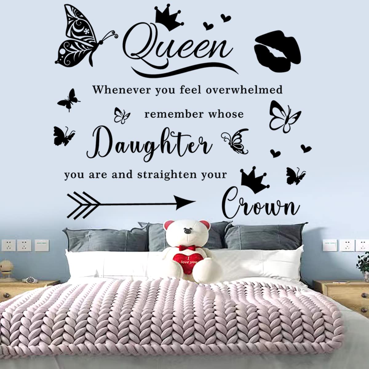 Wall Sticker Room Decor Vinyl Wall Decals Sayings Art Lettering Wall Stickers & Murals Queen Inspirational Wall Decor Sticker for Teen Girls Bedroom Living Room Wall Quotes Stickers Home Decorations.