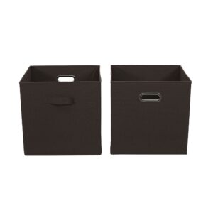 household essentials, chocolate brown 2 pack open storage bins with dual handles, 13 x 12 x 13