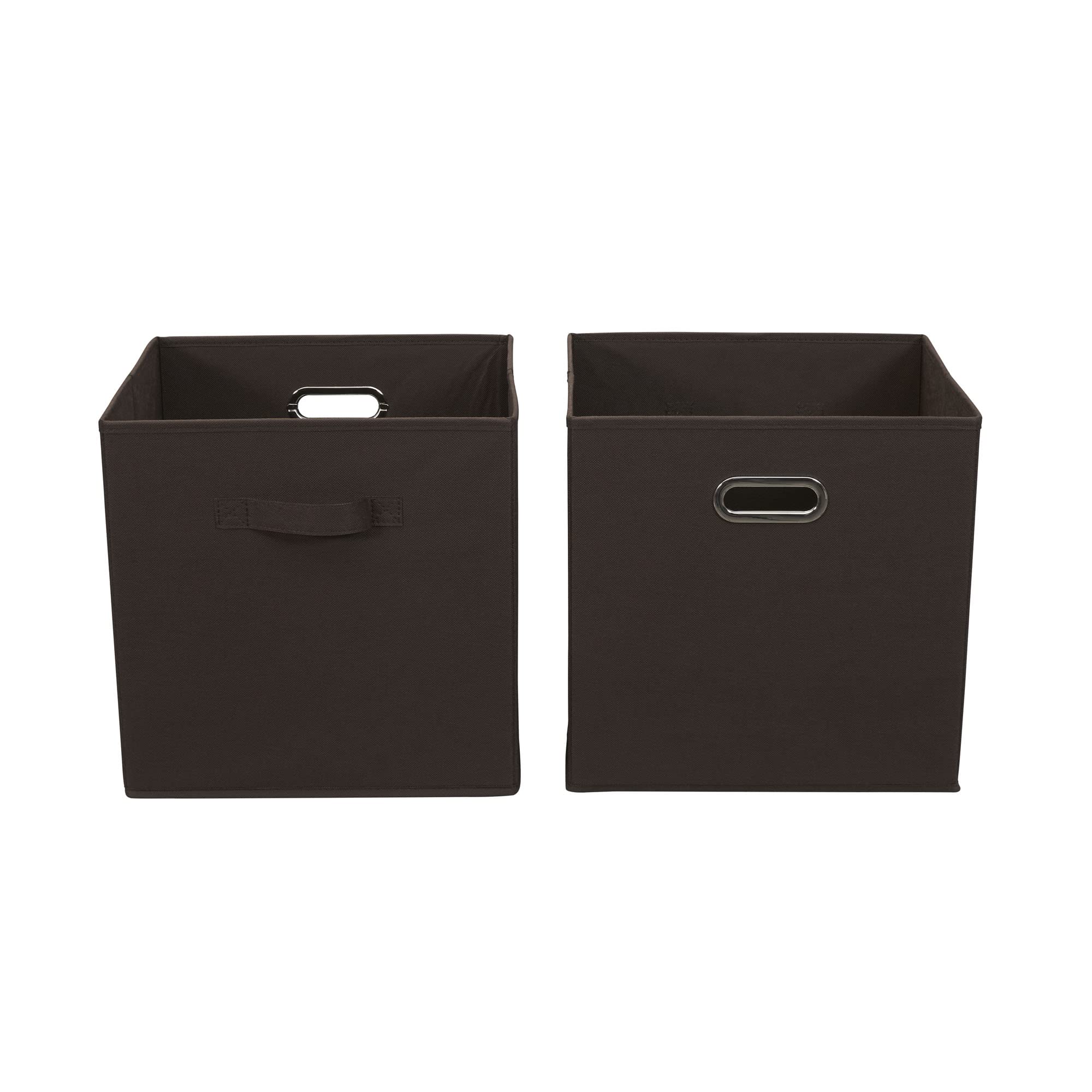 Household Essentials, Chocolate Brown 2 Pack Open Storage Bins with Dual Handles, 13 x 12 x 13