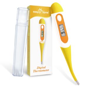 digital oral thermometer for fever adults: rectal, underarm & mouth, accurate & fast, easy@home body medical temperature thermometer for baby kids & adult, emt-021n-yellow.