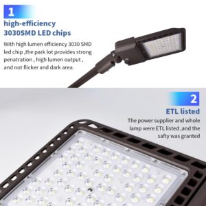 2 Pack 300W LED Parking Lot Lights Adjustable Slip Fitter,Outdoor Lighting with Dusk to Dawn,39000LM,IP65 Waterproof,5000K,LED Street Shoebox Pole Lights,110-277V for Commercial Lighting ETL Listed